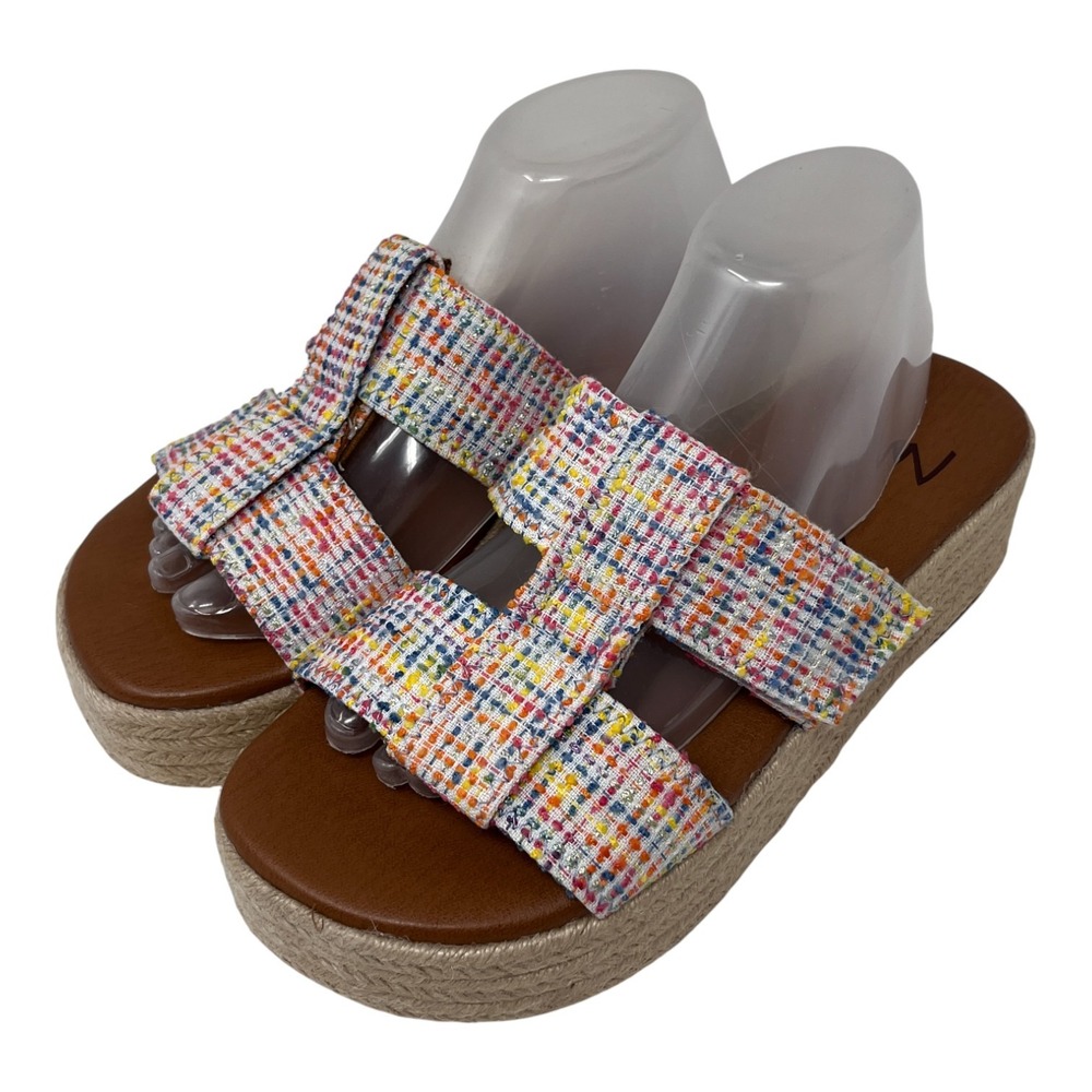 Zodiac Womens Platform Sandal Izzy 9.5 Multicolor Tweed Chunky Festival Boho
